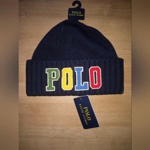 POLO RALPH LAUREN Men's Cuffed Varsity Applique Beanie Hat Skull Ski Cap